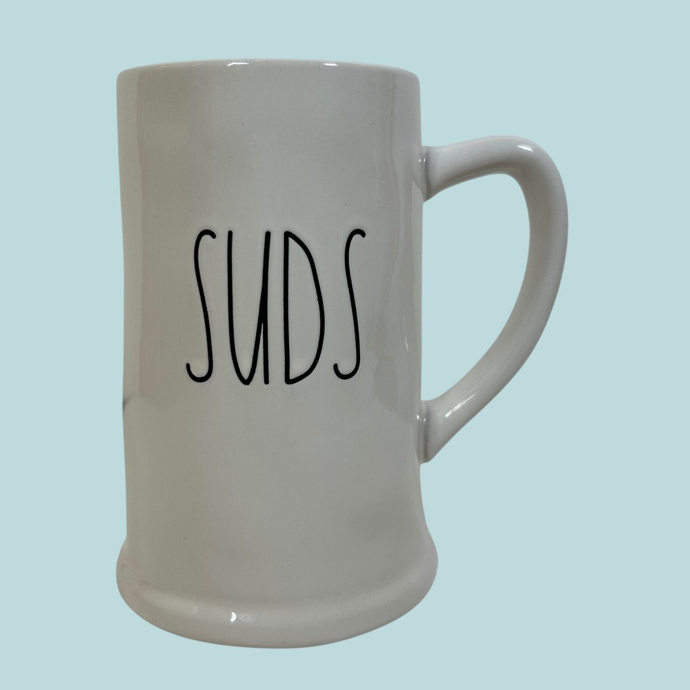 Rae Dunn SUDS Beer Stein White Ceramic Mug Artisan Collection by Magenta 6"